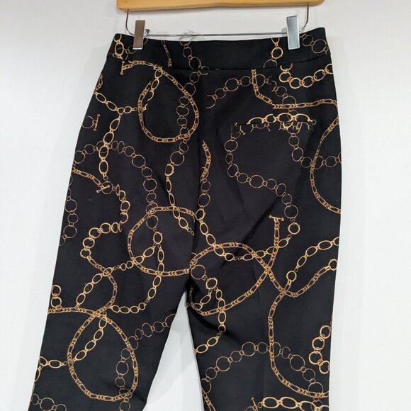 Zara Chain Link Print Pants Black Gold Size 6 - Picture 8 of 8